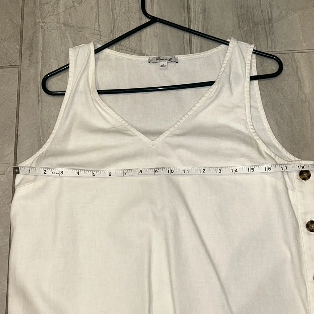 Madewell linen-cotton side-button off white cream midi dress medium - Picture 7 of 8